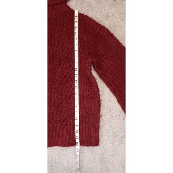 A New Day XS Burgundy  Turtleneck Cable Stitch Sweater - Picture 9 of 16